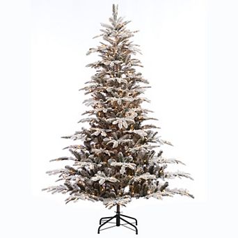 PULEO INTERNATIONAL Pre-Lit 6.5' Flocked Aspen Fir Artificial Christmas Tree with 500 Lights