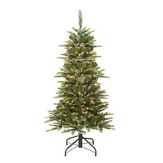 PULEO INTERNATIONAL Pre-Lit 4.5' Slim Aspen Fir Artificial Christmas Tree with 200 Lights