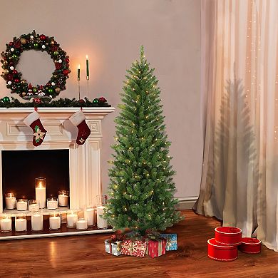 PULEO INTERNATIONAL Pre-Lit 5' Carson Pine Artificial Christmas Tree with 100 Lights
