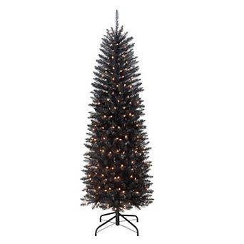 PULEO INTERNATIONAL Pre-Lit 6.5' Black Pencil Fraser Fir Artificial Christmas Tree with 250 Lights