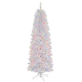 PULEO INTERNATIONAL Pre-Lit 4.5' Pencil White Fraser Fir Artificial Christmas Tree with 150 Lights