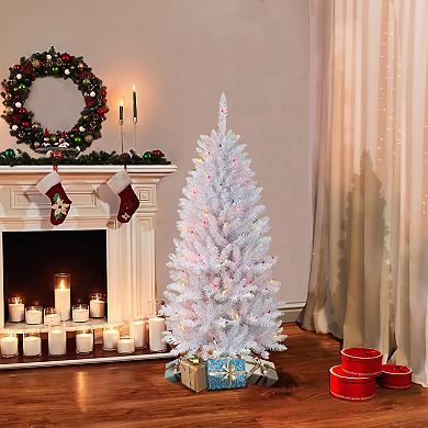 PULEO INTERNATIONAL Pre-Lit 4.5' Pencil White Fraser Fir Artificial Christmas Tree with 150 Lights
