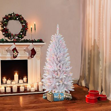 Puleo International Pre-Lit 4.5' Pencil White Fraser Fir Artificial Christmas Tree with 150 Lights