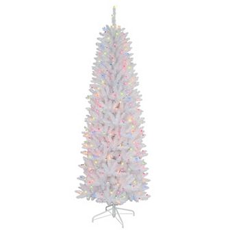 PULEO INTERNATIONAL Pre-Lit 6.5' Pencil White Fraser Fir Artificial Christmas Tree with 250 Lights