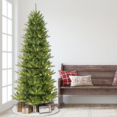 Puleo International Pre-Lit 7.5' Slim Fraser Fir Artificial Christmas Tree with 300 Multi-Function RGB Lights with Remote Sure-Lit Pole®