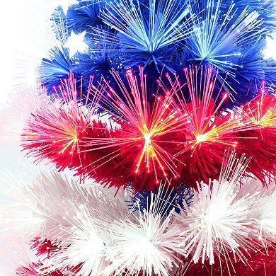 Puleo International Pre-Lit 4' Fiber Optic Patriotic Artificial Christmas Tree