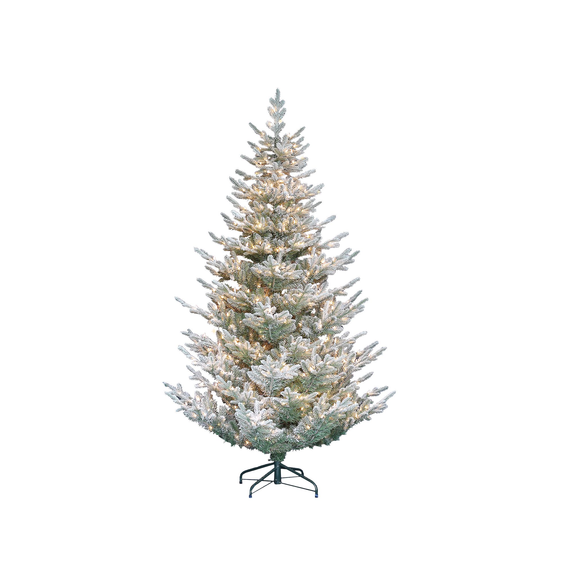 PULEO INTERNATIONAL Pre-Lit 7.5-ft. Flocked Hillside Spruce Artificial Chri