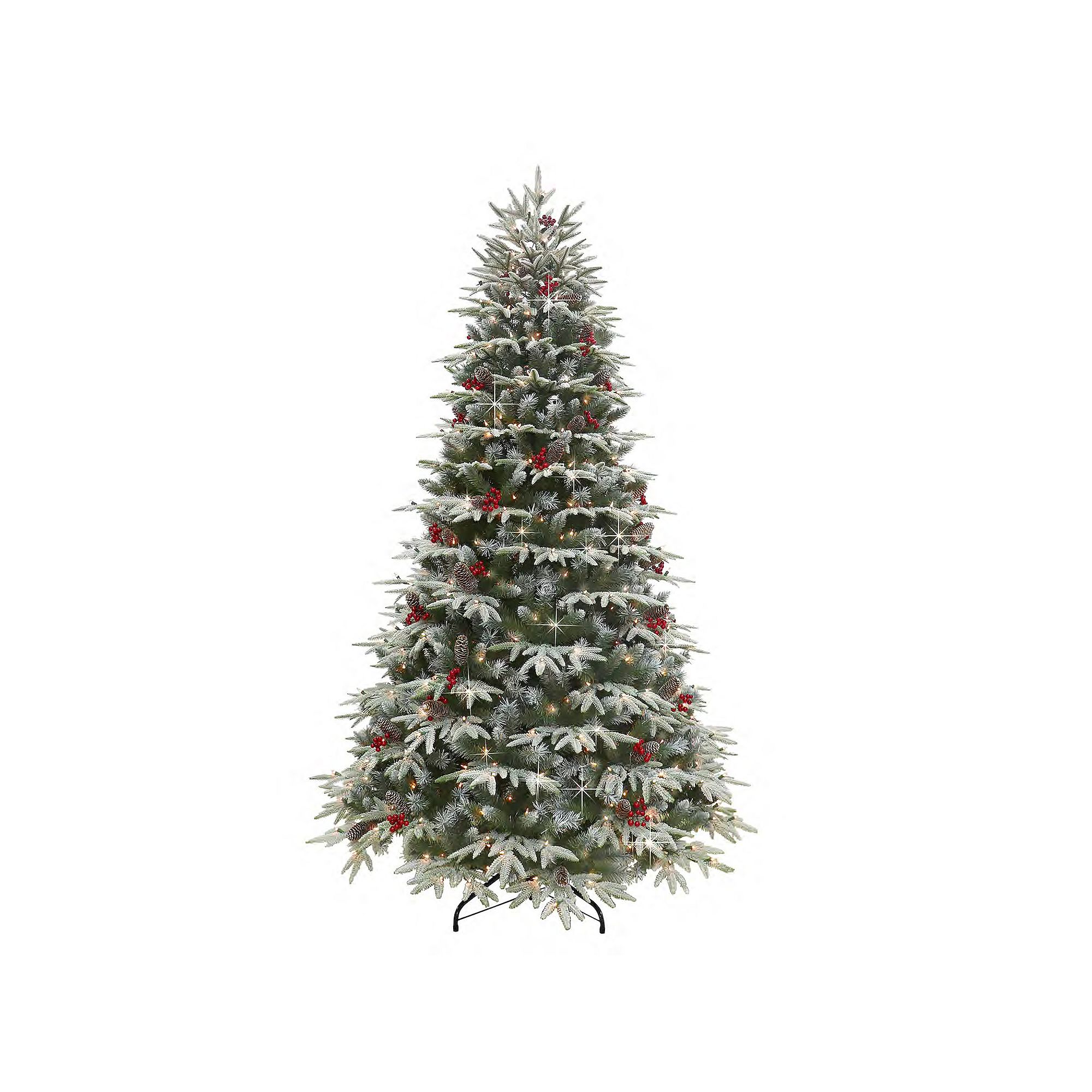 PULEO INTERNATIONAL Pre-Lit 7.5 Flocked Halifax Fir Artificial Christmas T