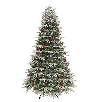 PULEO INTERNATIONAL Pre-Lit 7.5' Flocked Halifax Fir Artificial Christmas Tree with 700 Lights