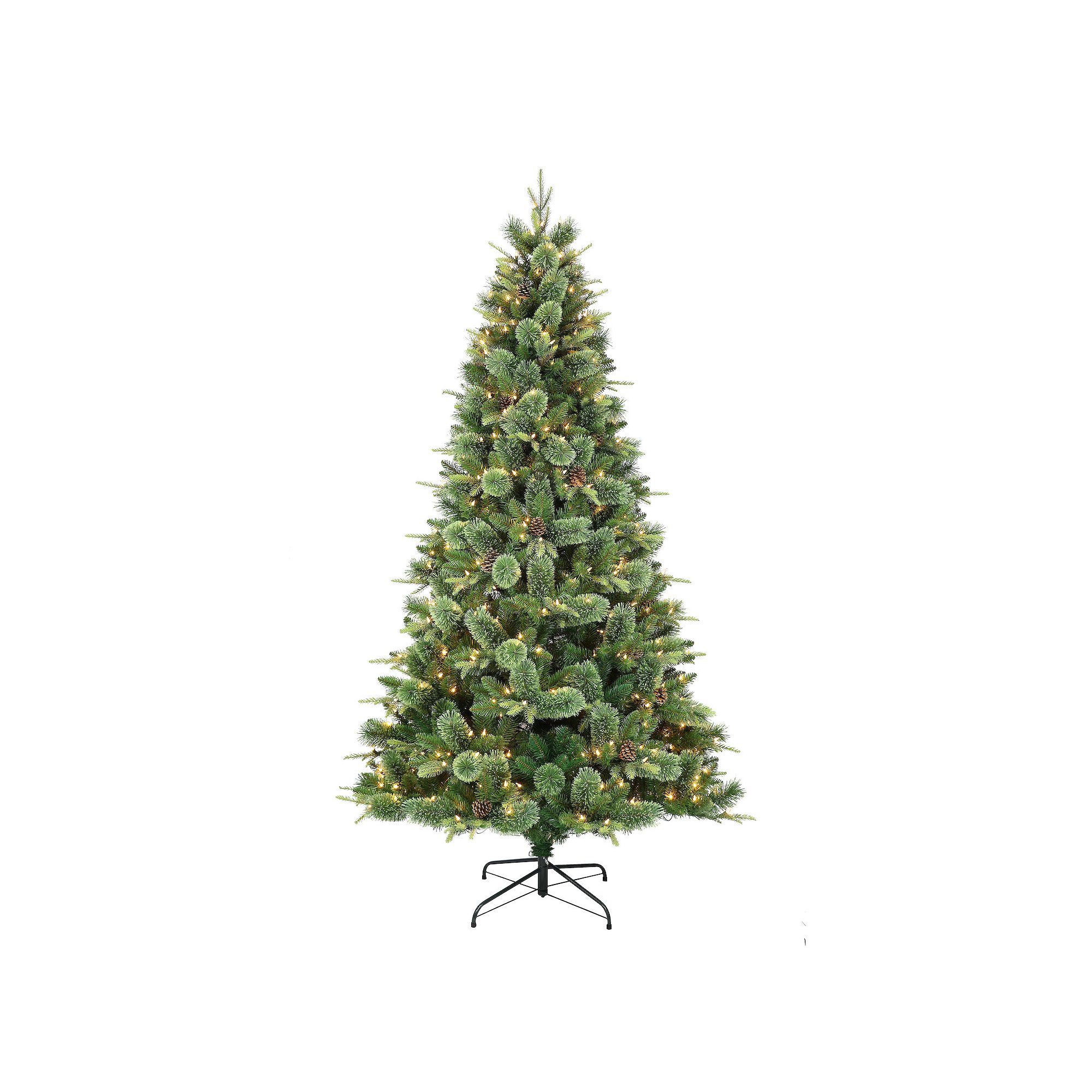 PULEO INTERNATIONAL Pre-Lit 7.5 Montana Pine Artificial Christmas Tree wit