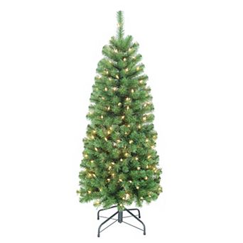 PULEO INTERNATIONAL Pre-Lit 4.5' Pencil Northern Fir Artificial Christmas Tree with 150 Lights
