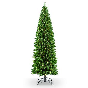 PULEO INTERNATIONAL Pre-Lit 6.5' Pencil Northern Fir Artificial Christmas Tree with 250 Lights