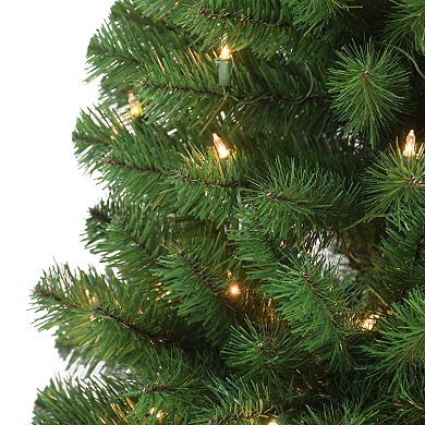 PULEO INTERNATIONAL Pre-Lit 6.5' Pencil Northern Fir Artificial Christmas Tree with 250 Lights