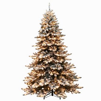 PULEO INTERNATIONAL Pre-Lit 9' Flocked Royal Majestic Spruce Artificial Christmas Tree with 800 Lights