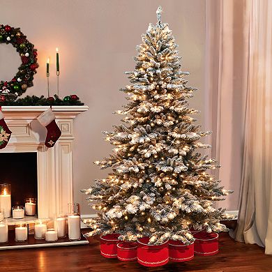 PULEO INTERNATIONAL Pre-Lit 9' Flocked Royal Majestic Spruce Artificial Christmas Tree with 800 Lights