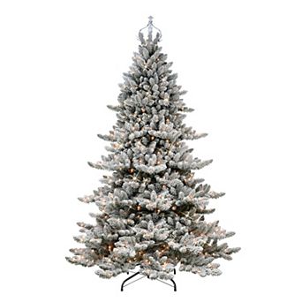 PULEO INTERNATIONAL Pre-Lit 7.5' Royal Majestic Spruce Artificial Christmas Tree with 700 Lights with Silver Crown Treetop