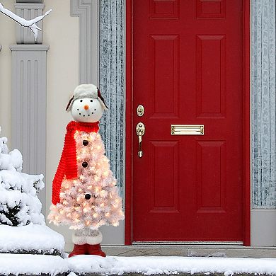 PULEO INTERNATIONAL Pre-Lit 4' Snowman Artificial Christmas Tree with 100 Lights