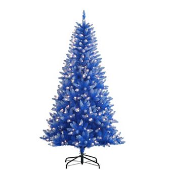 PULEO INTERNATIONAL Pre-Lit 6.5' Fashion Blue Artificial Christmas Tree with 300 Lights