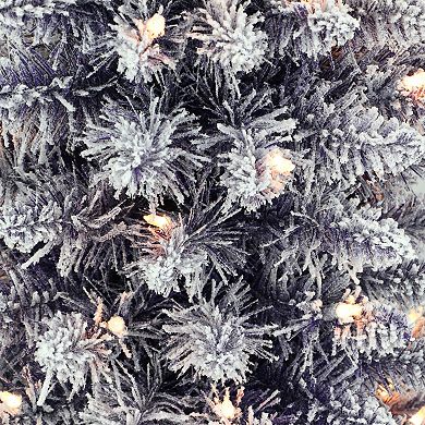 PULEO INTERNATIONAL Pre-Lit 4.5' Flocked Fashion Purple Pencil Artificial Christmas Tree with 100 Lights