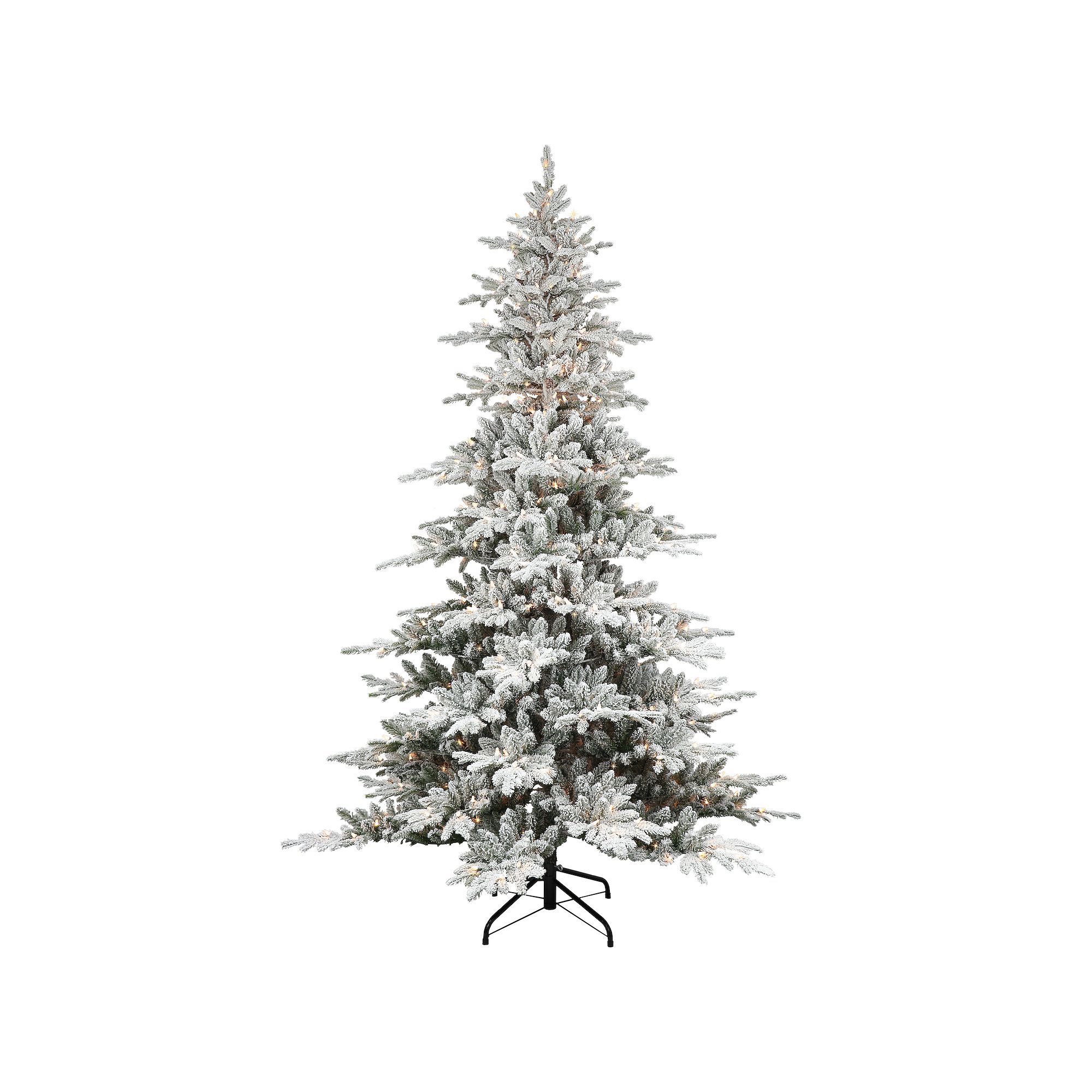 PULEO INTERNATIONAL Pre-Lit 7.5 Flocked Utah Fir Artificial Christmas Tree