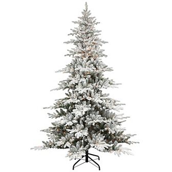 PULEO INTERNATIONAL Pre-Lit 7.5' Flocked Utah Fir Artificial Christmas Tree with 500 Lights