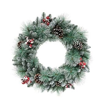 PULEO INTERNATIONAL 24" Glitter Needle Mixed Christmas Wreath