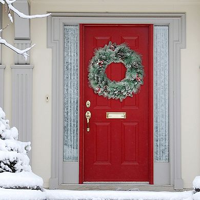 PULEO INTERNATIONAL 24" Glitter Needle Mixed Christmas Wreath