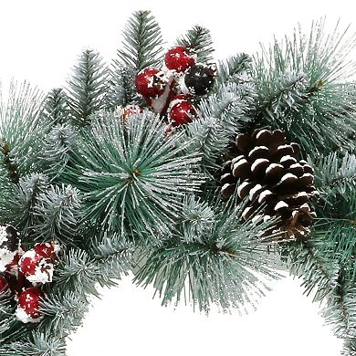 PULEO INTERNATIONAL 24" Glitter Needle Mixed Christmas Wreath