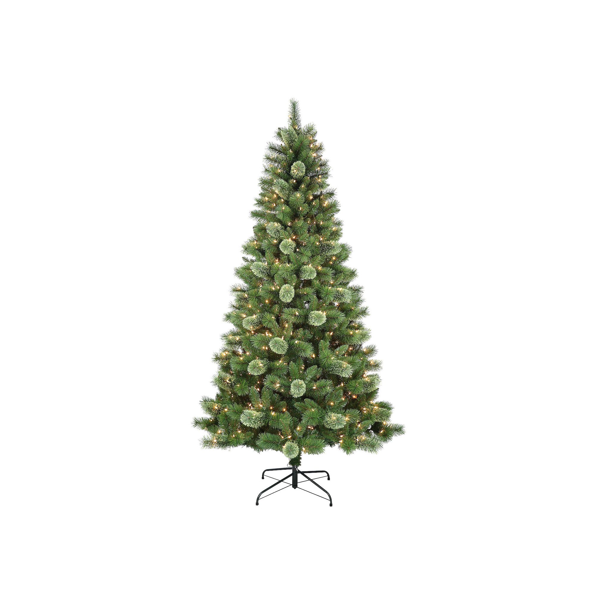 PULEO INTERNATIONAL Pre-Lit 7.5 Western Pine Artificial Christmas Tree wit