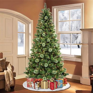 PULEO INTERNATIONAL Pre-Lit 7.5' Western Pine Artificial Christmas Tree with 600 Lights