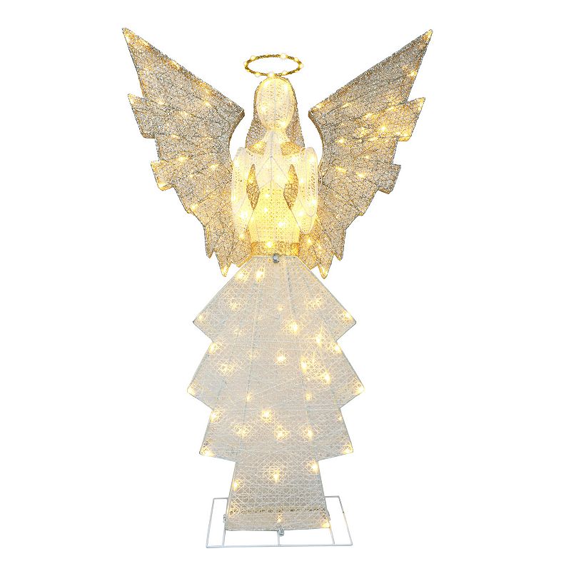 Puleo International 60 Outdoor Lighted Angel with 140 Lights, Green