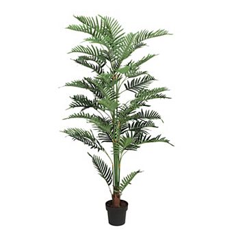 PULEO INTERNATIONAL 75" Artificial Areca Palm Tree with Black Plastic Vase