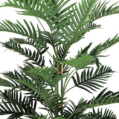 PULEO INTERNATIONAL 75" Artificial Areca Palm Tree with Black Plastic Vase