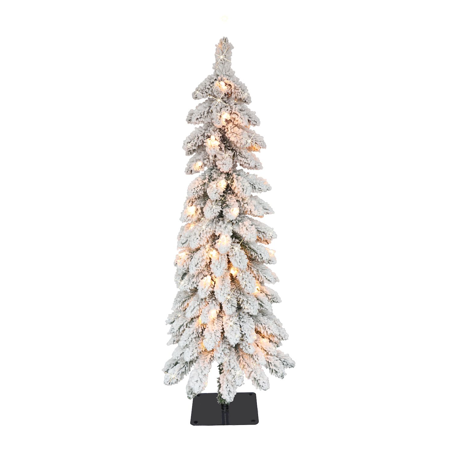 Puleo International 4' Pre-Lit Flocked Alpine Pencil Artificial ...