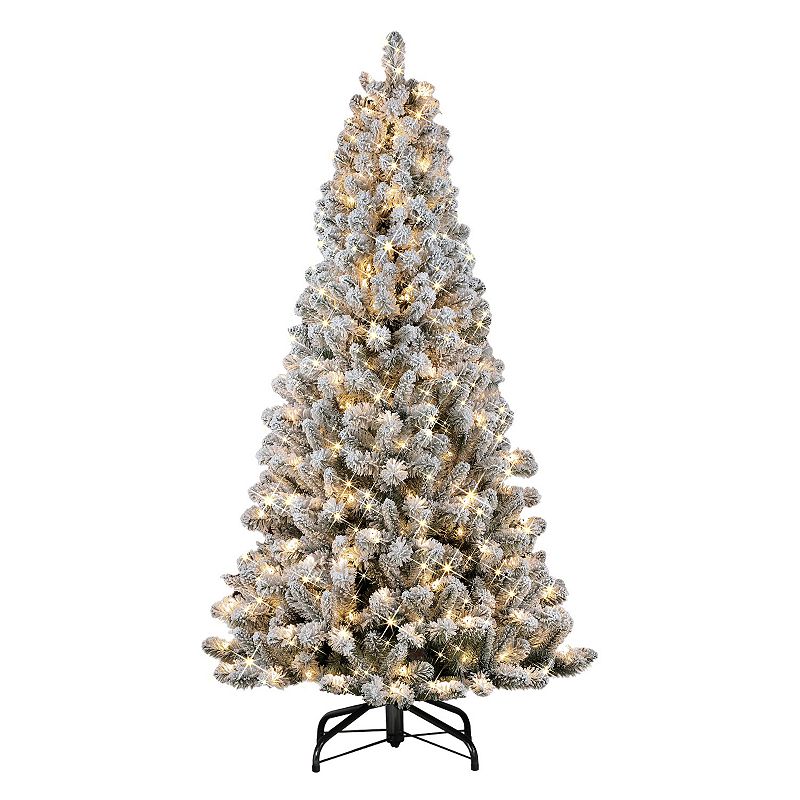 Puleo International 6.5 Pre-lit Flocked Virginia Pine Artificial Christmas