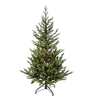 PULEO INTERNATIONAL 4.5' Pre-Lit Natural Fir Artificial Christmas Tree with Insta-Shape® Memory Wire and 250 UL-Listed Clear Incandescent Lights