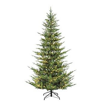 PULEO INTERNATIONAL 6.5' Pre-Lit Natural Fir Artificial Christmas Tree with Insta-Shape® Memory Wire and 450 UL-Listed Clear Incandescent Lights
