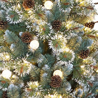 Puleo International 7.5' Pre-Lit Carolina Pine Blue/Green Artificial Christmas Tree with 450 LED Lights