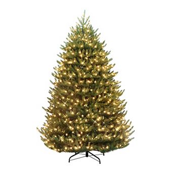 PULEO INTERNATIONAL 6.5' Pre-Lit Canadian Balsam Fir Artificial Christmas Tree with Sure-Lit Pole® and 650 Warm White LED Lights