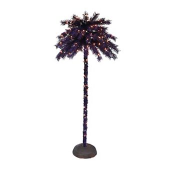 Puleo International 6' Pre-Lit Purple & Black Palm Tree with 150 UL-Listed Clear Incandescent Lights