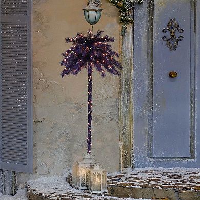 Puleo International 6' Pre-Lit Purple & Black Palm Tree with 150 UL-Listed Clear Incandescent Lights
