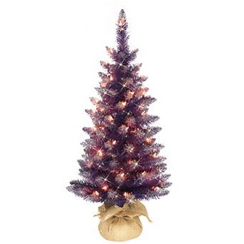 PULEO INTERNATIONAL 3' Pre-Lit Purple Artificial Christmas Tree with 50 UL-Listed Clear Lights