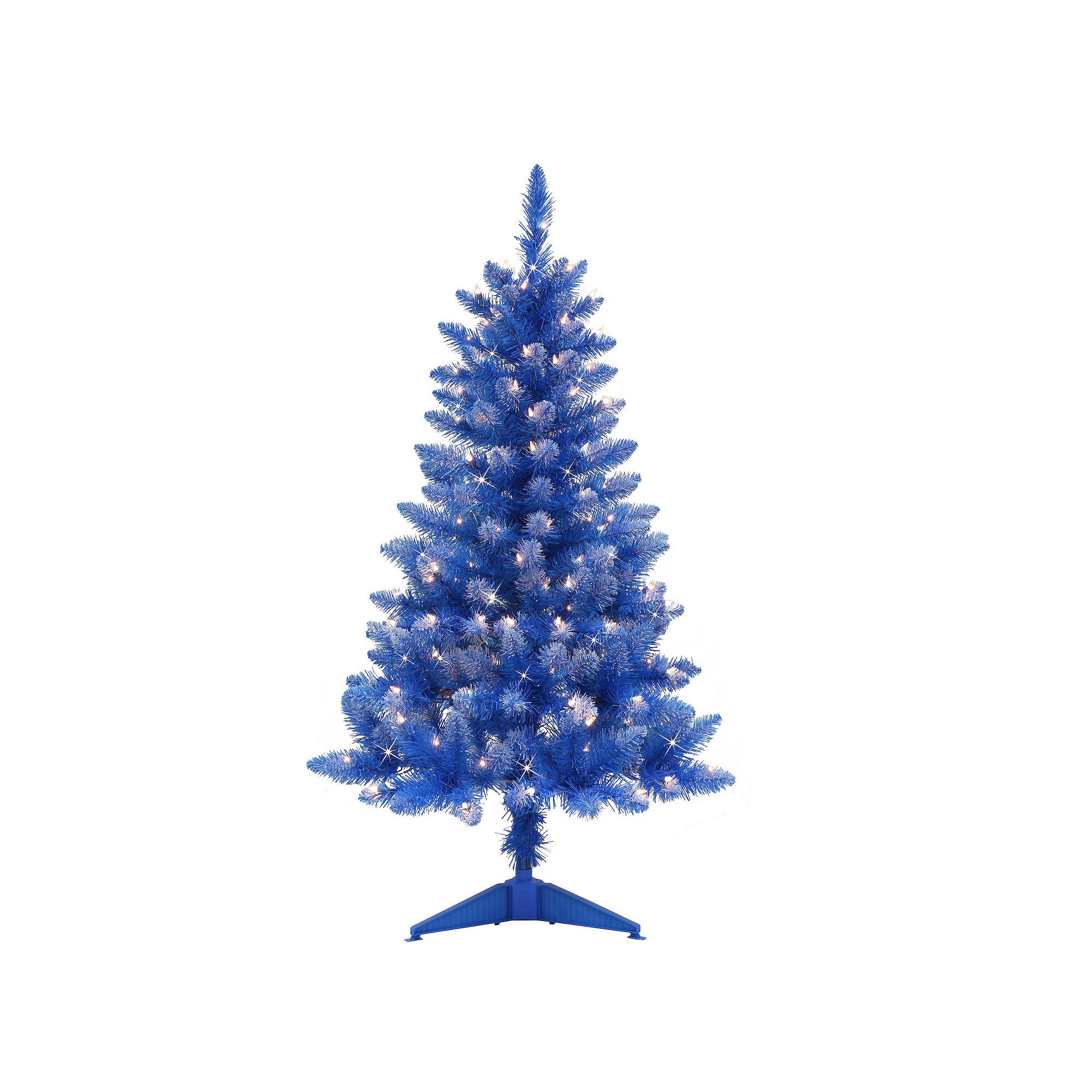 PULEO INTERNATIONAL 4 Pre-Lit Fashion Blue Artificial Christmas Tree with 