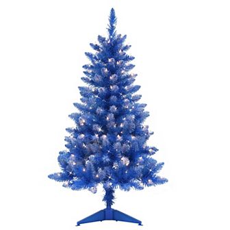 PULEO INTERNATIONAL 4' Pre-Lit Fashion Blue Artificial Christmas Tree with 150 UL-Listed Clear Incandescent Lights