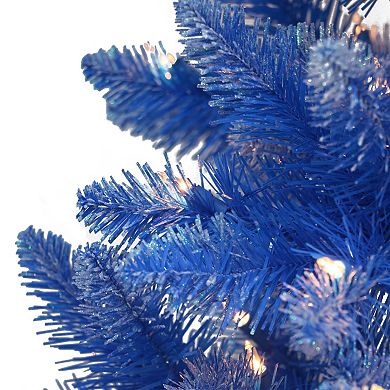 PULEO INTERNATIONAL 4' Pre-Lit Fashion Blue Artificial Christmas Tree with 150 UL-Listed Clear Incandescent Lights