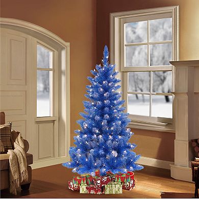Puleo International 4' Pre-Lit Fashion Blue Artificial Christmas Tree with 150 UL-Listed Clear Incandescent Lights