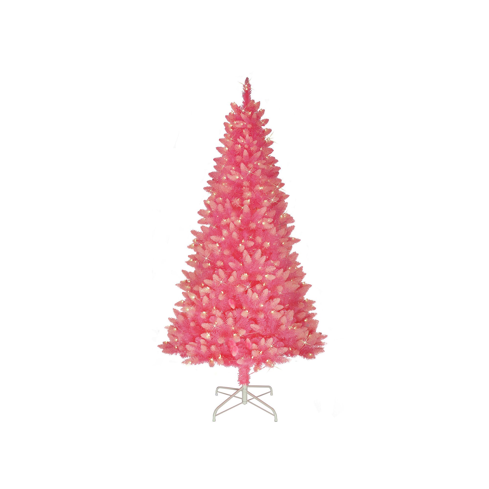 PULEO INTERNATIONAL 6.5 Pre-Lit Fashion Pink Artificial Christmas Tree wit