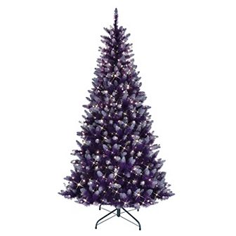 PULEO INTERNATIONAL 6.5' Pre-Lit Fashion Purple Artificial Christmas Tree with 300 UL-Listed Clear Incandescent Lights