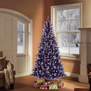 Puleo International 6.5' Pre-Lit Fashion Purple Artificial Christmas Tree with 300 UL-Listed Clear Incandescent Lights
