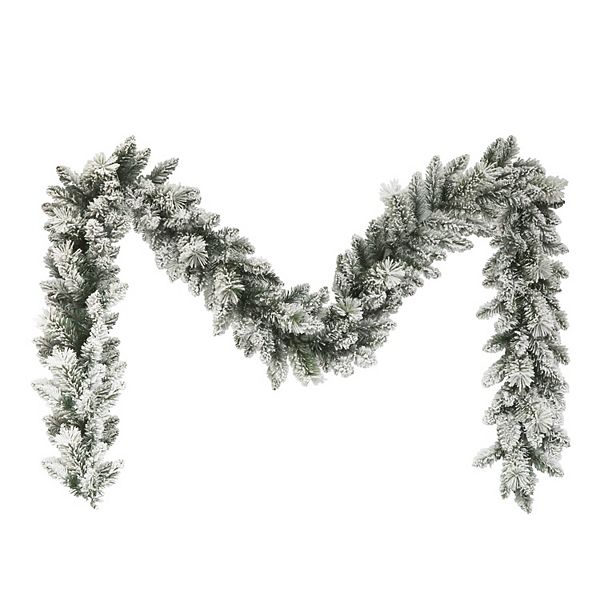 PULEO INTERNATIONAL 9' Flocked Spruce Garland with 160 Tips